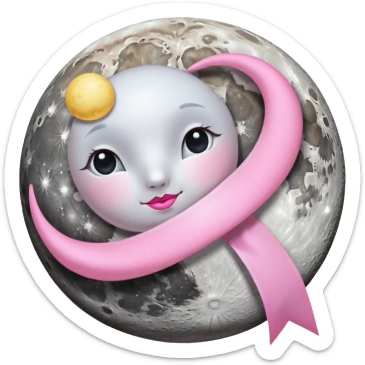 🌕🎀 this emoji ribbon set on the moon's head and don't change ribbon color sticker