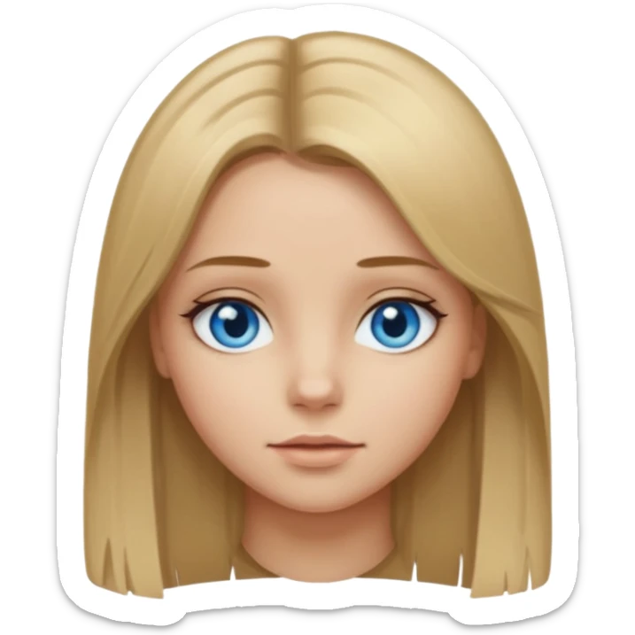 Dirty blonde hair girl with straight middle part sticker