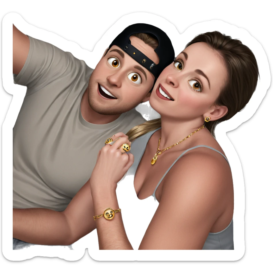 couple selfie with jewelry sticker