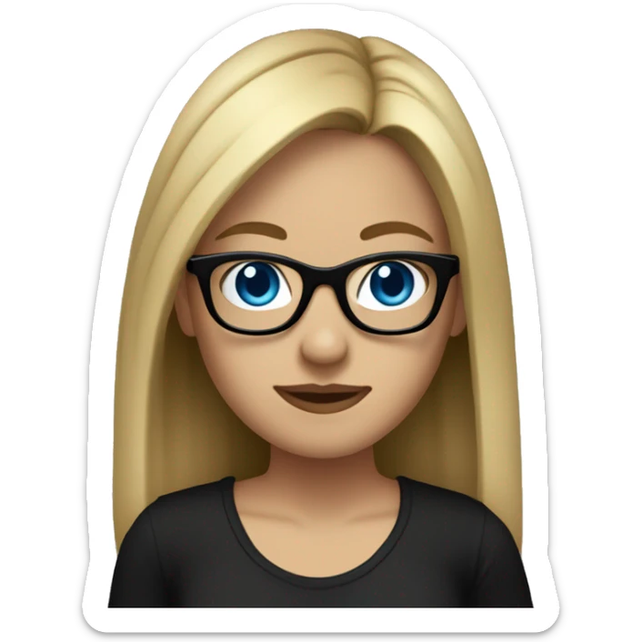 girl with straight dirty blonde hair and blue eyes wearing black glasses. she also wear a black tanktop  sticker