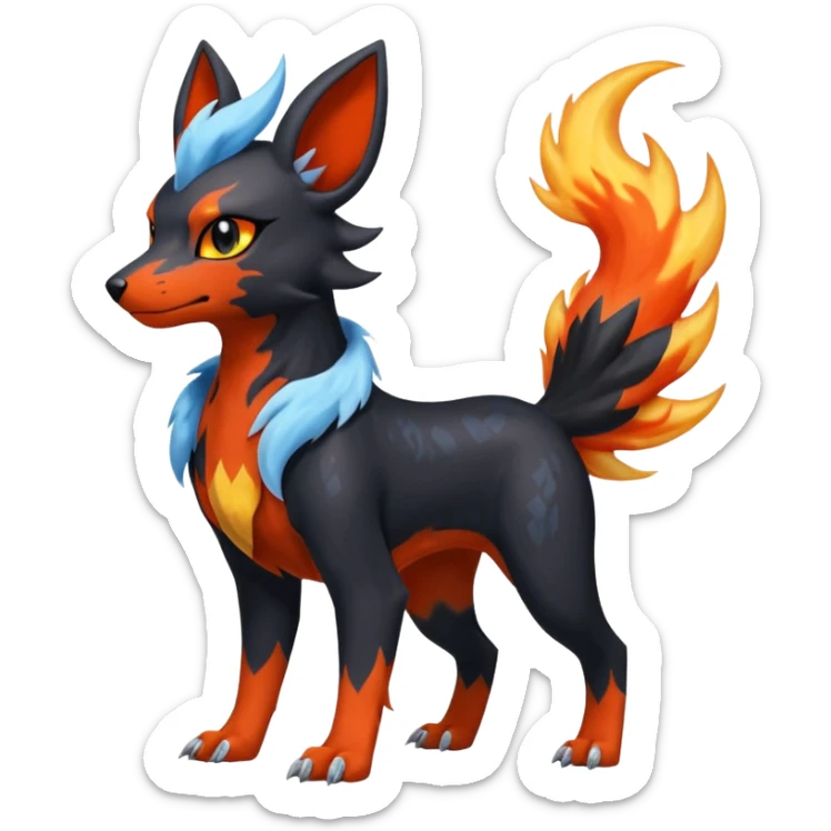 
Canine-Litten-Houndoom-Amaura-Salandit-Noibat-Flareon-Fakémon-fusion (full body) sticker