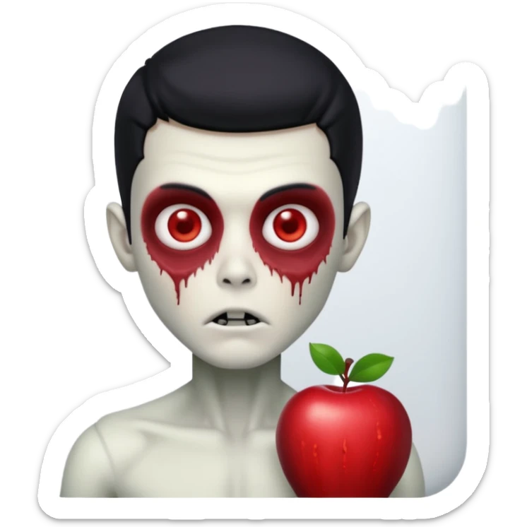 a pretty zombie boy with black hair bearing a resemblance to Ivan from Alien Stage in memoji apple format sticker
