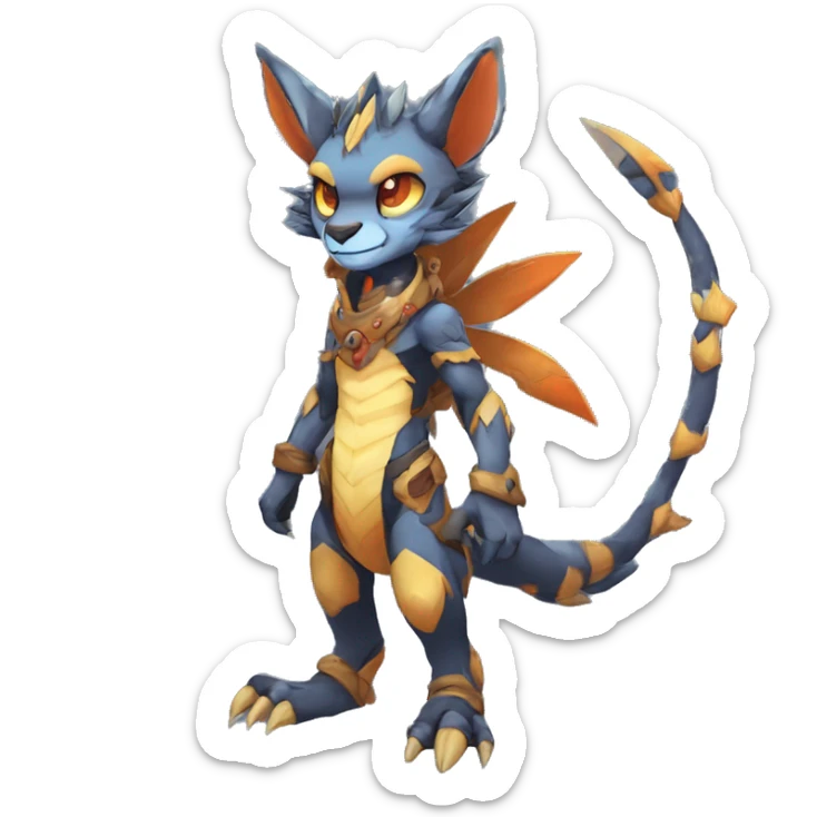Anthro kawaii cool edgy Vernid-WickerBeast-Protogen-Primagen-Fakémon Full Body sticker