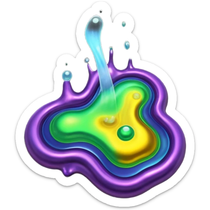 3D render of Oil Slick, toxic waste aesthetic, bubbling liquid, industrial warning texture. sticker