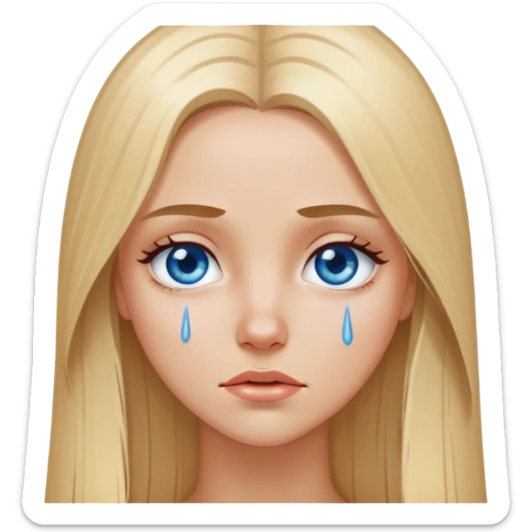 beautiful white girl with long straight blonde hair blue eyes crying  sticker
