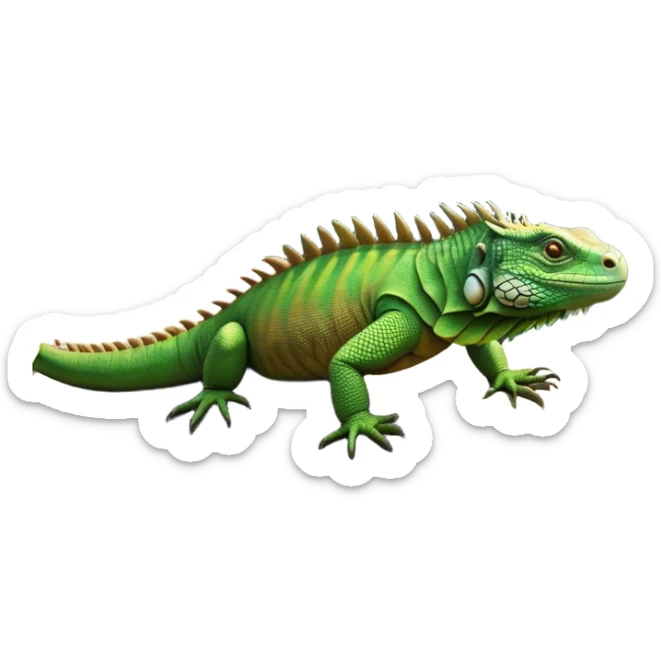 cinematic-iguana-realistic-full-body-basking-emoji,-long-scaly-body-stretched-out-on-a-sunlit-rock,-spiny-ridge-running-down-its-back,-textured-green-and-brown-skin-dappled-with-light,-sharp-intelligent-eyes-studying-the-surroundings,-long-tail-draped-over-the-stone,-simplified-yet-realistic-focused-features,-highly-detailed,-glowing-with-a-warm-tropical-glow

 sticker