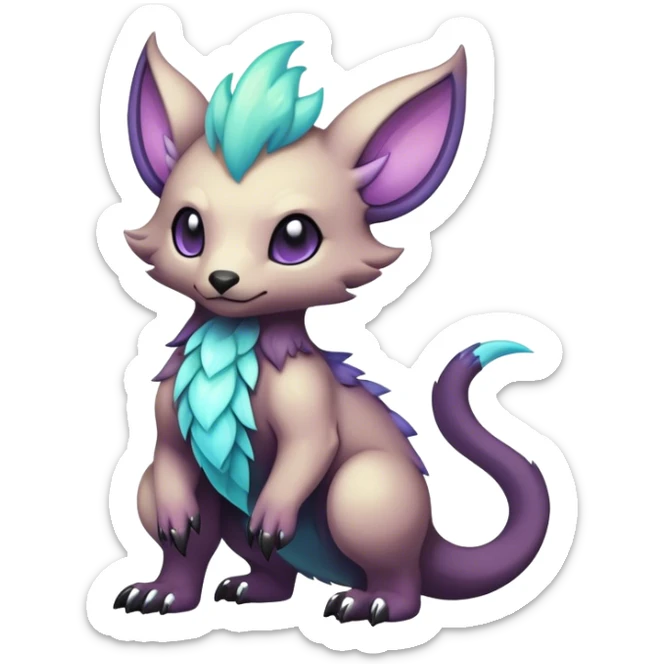 cool colorful dark pastel fantasy animal hybrid Fakemon full body sticker