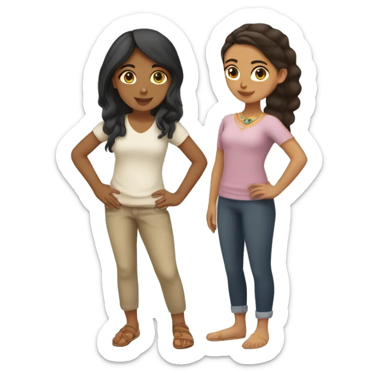 Egyptian girl and Bengali girl, and another light skin Bengali girl in normal clothes   sticker
