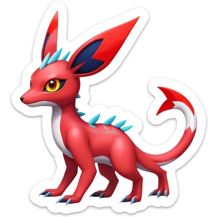  Cute Shiny Exotic Colorful Guilmon-Latias-Koraidon-Umbreon-Fakémon-hybrid-creature (full body)  sticker