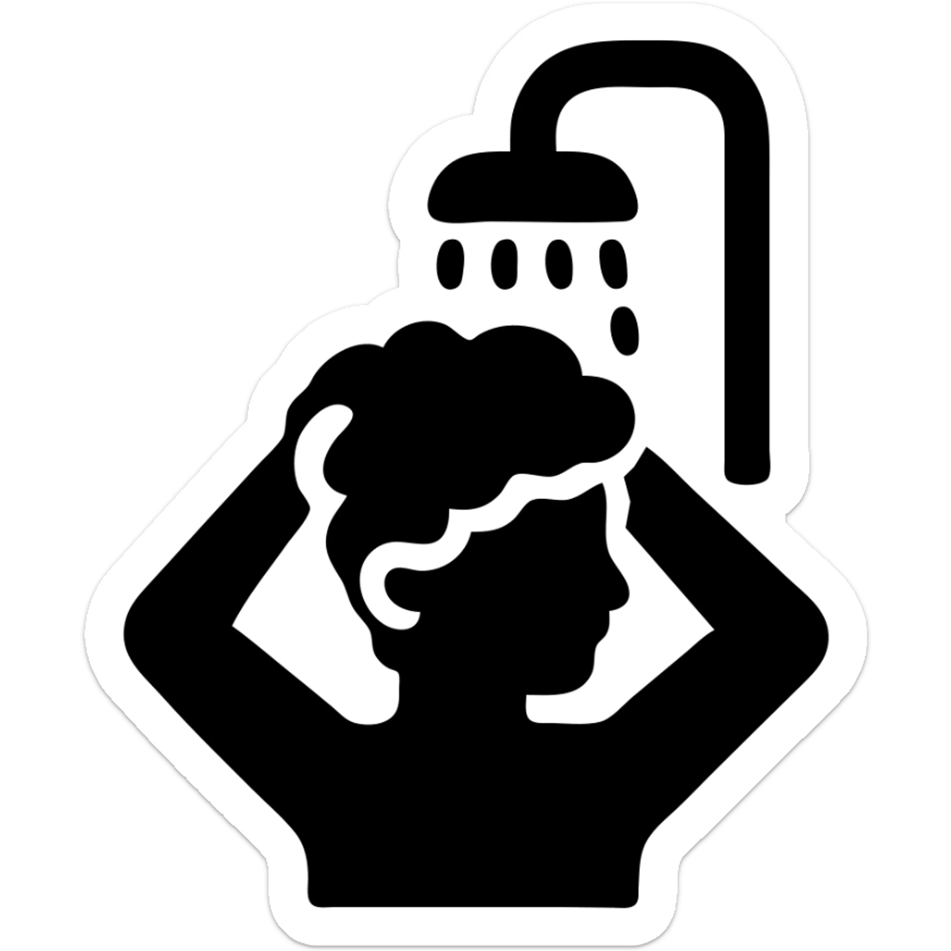 A girl washing her hair in a shower, clean aesthetic sticker