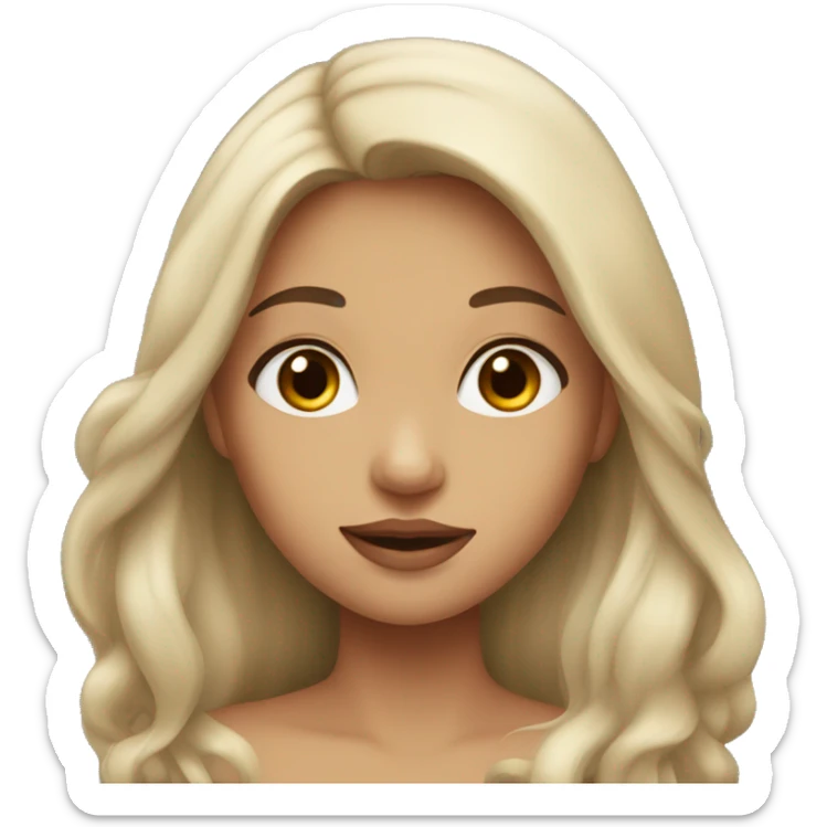 A girl with long dark hair, full lips and brown eyes sticker