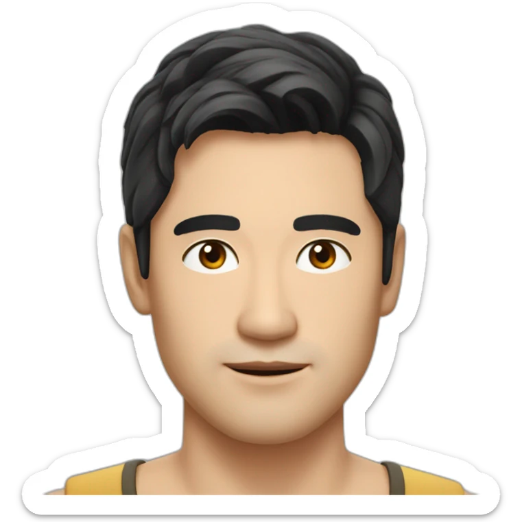 Thai actor Jeff Satur, black hair, brown eyes, handsome male face sticker