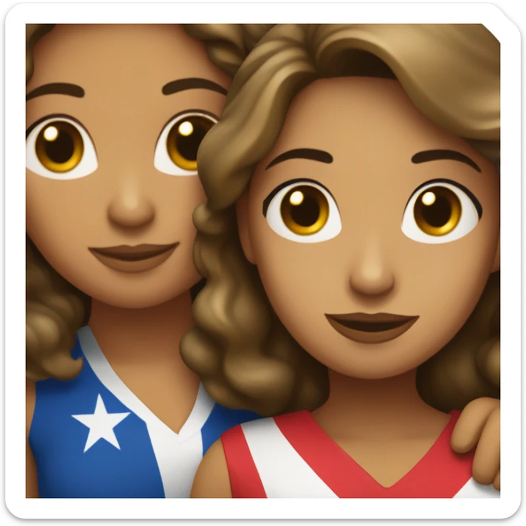 puerto rican woman with wavy shoulder length hair giving an Italian woman a hug sticker
