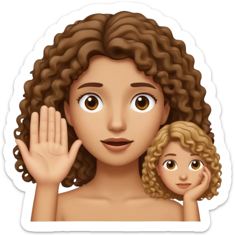 Embarrassed face with hand up, then three different female emojis: woman with long hair, short hair, and curly hair sticker