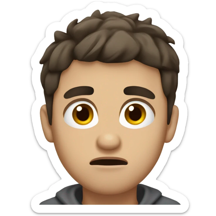 Scared and confused male with short spikey dark brown hair and hazel eyes sticker