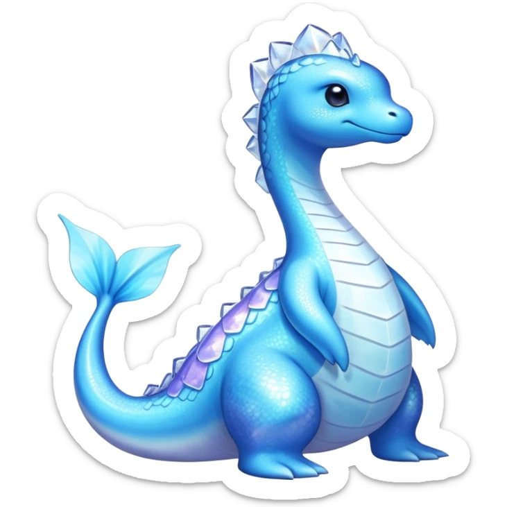 Shiny Exotic Colorful Ethereal Sparkly Lapras-Amaura-Aurorus-Fakémon-hybrid-creature (full body)  sticker