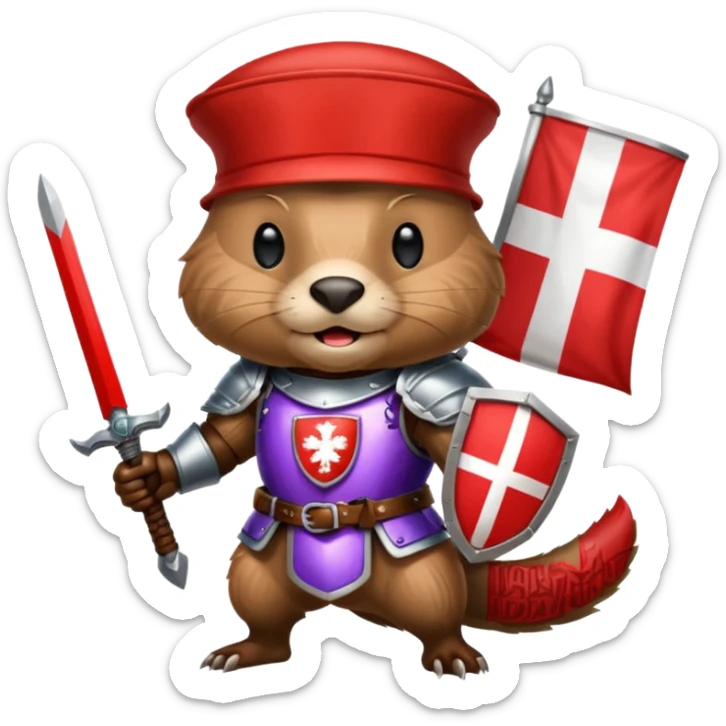 polish husaria miliatry unit but its a beaver, make him with a face like is the best fighter of all times with polish flag logo sticker