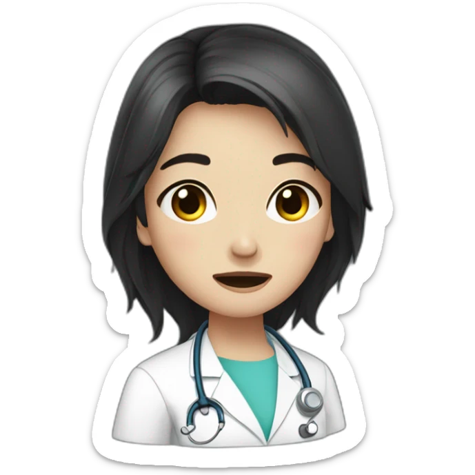 doctor girl dark hair crying tears french baguette sticker