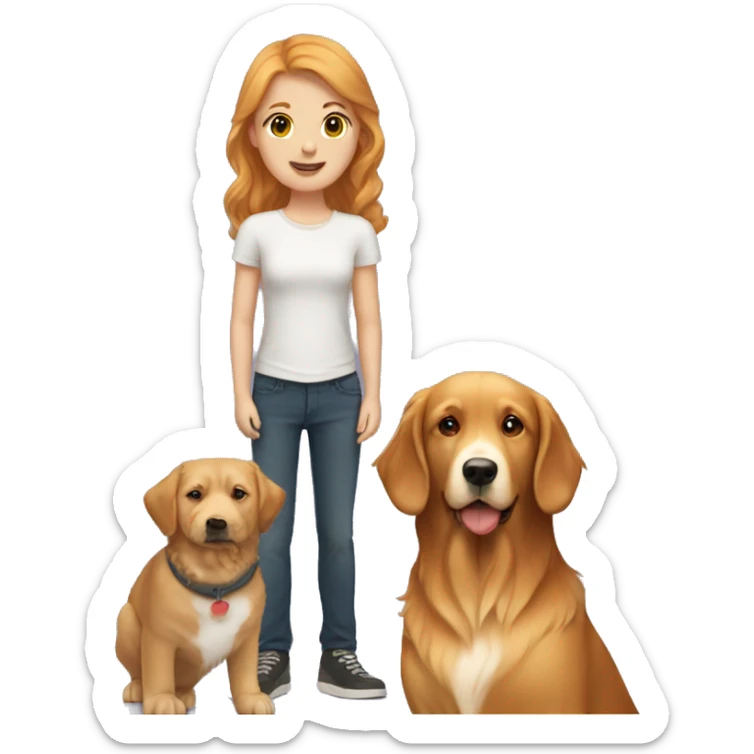 Strawberry blonde girl with a brown haired guy and a golden retriever  sticker