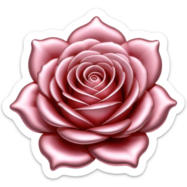 A rose emoji made of liquid silver metal minimalistic iOS emoji style, centered, sticker