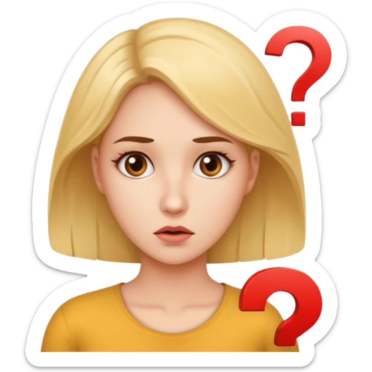 The beautiful woman looked confused, like she had a question mark on her face. sticker