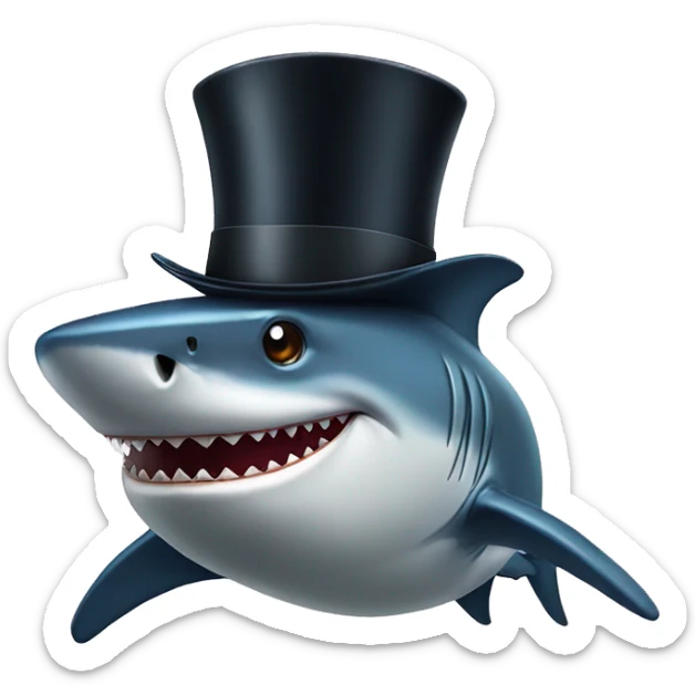 Shark with a top hat sticker