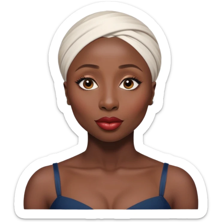 Cynthia erivo Alluring african woman wide nose bald head big glossy lips sticker