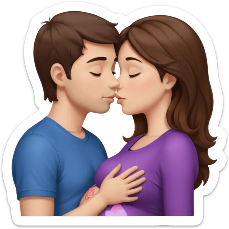 

"Men with more short brown hair and fair skin a pregnant woman with long brown hair and fair skin, kissing."





 sticker