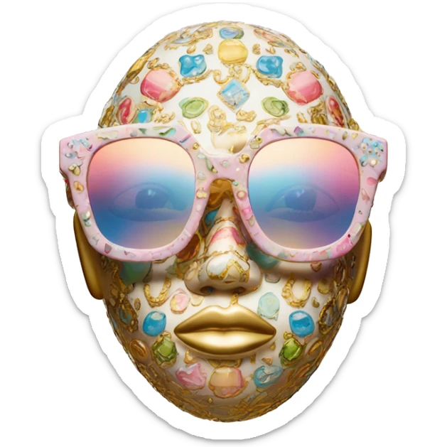 Dolce and Gabbana sunglasses with colourful pastel ornament print and golden detais  sticker