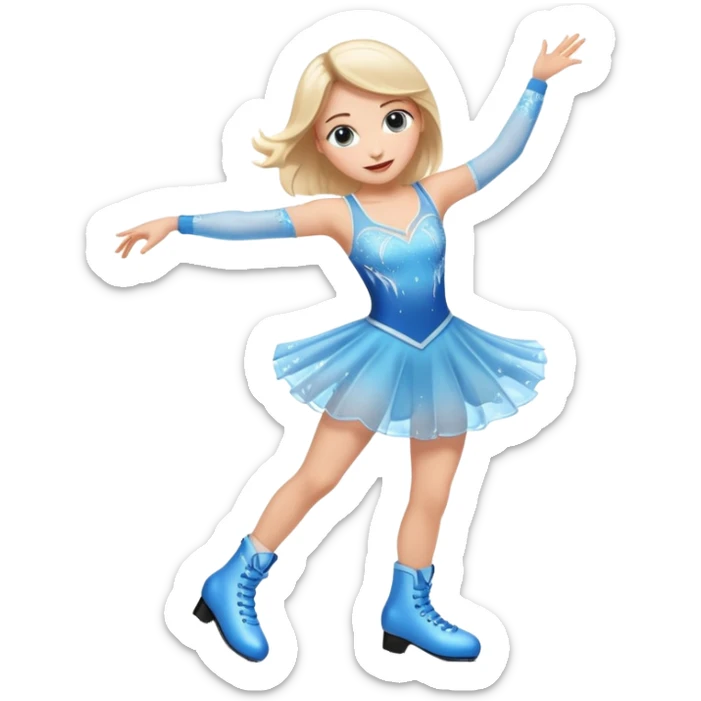 buz pıstının ustunde kayan,yarısma ıcın elbıse gıymıs ve artıstık hareketler yapan kadın emojısı  sticker