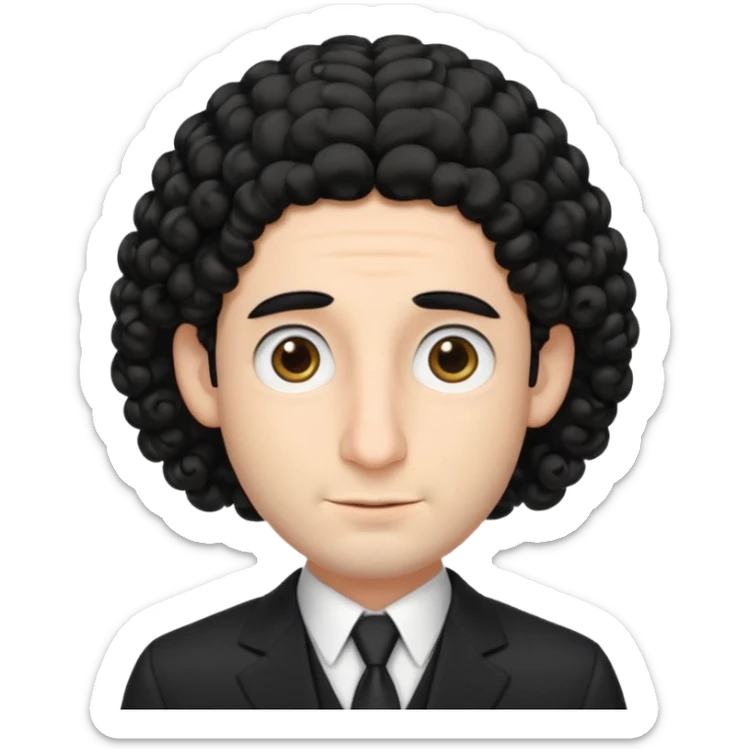 jewish man with a black kippah, black hair, large nose, wearing a black suit with a white shirt, and has curls/peyot hairstyle sticker