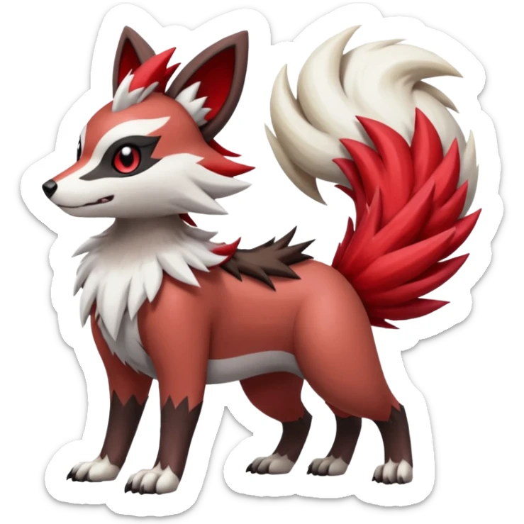 Meloetta-Rocruff-Furret-Obstagoon-Lycanroc-Zangoose-Pokémon-Fakémon-fusion-hybrid-creature sticker