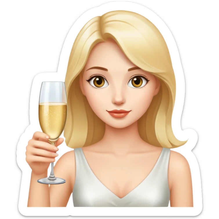 A beautiful girl holds a glass of champagne in one hand sticker