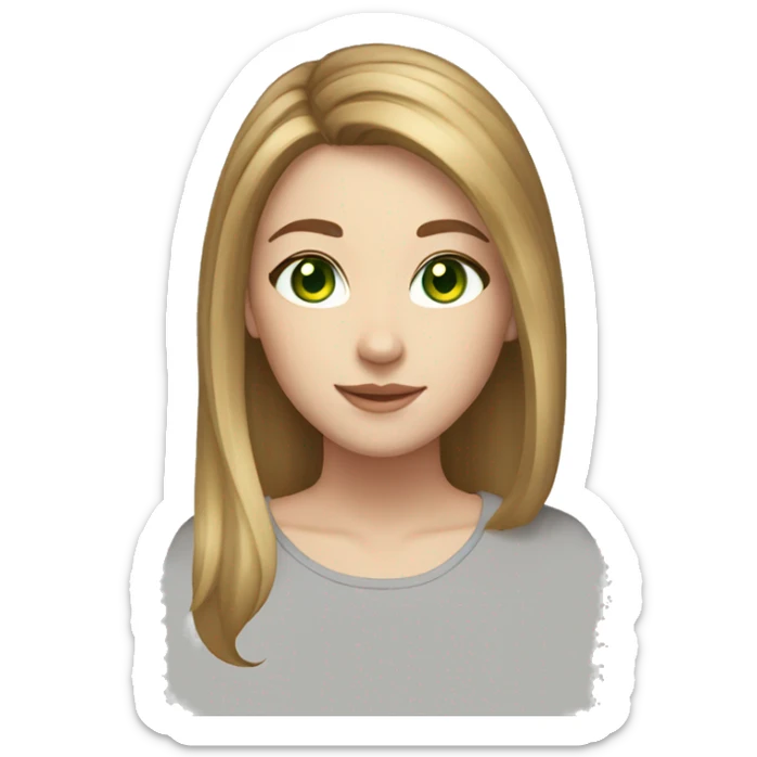 Girl white skin light brown hair flip hairstyle green eyes sticker