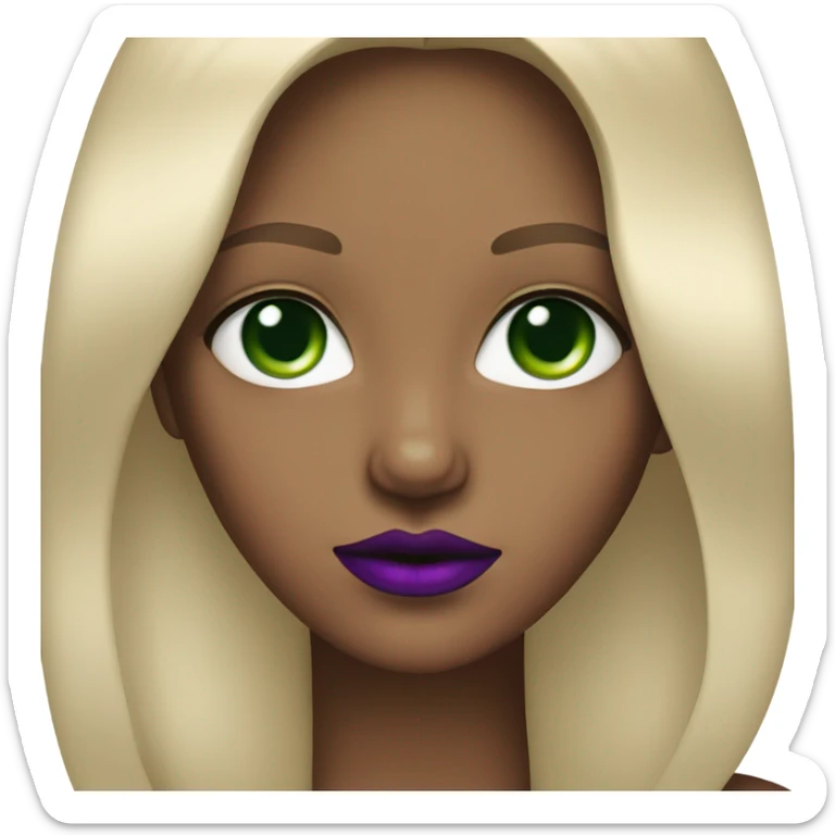 Straight short Ombré Blonde girl with Green eyes & purple lipstick sticker