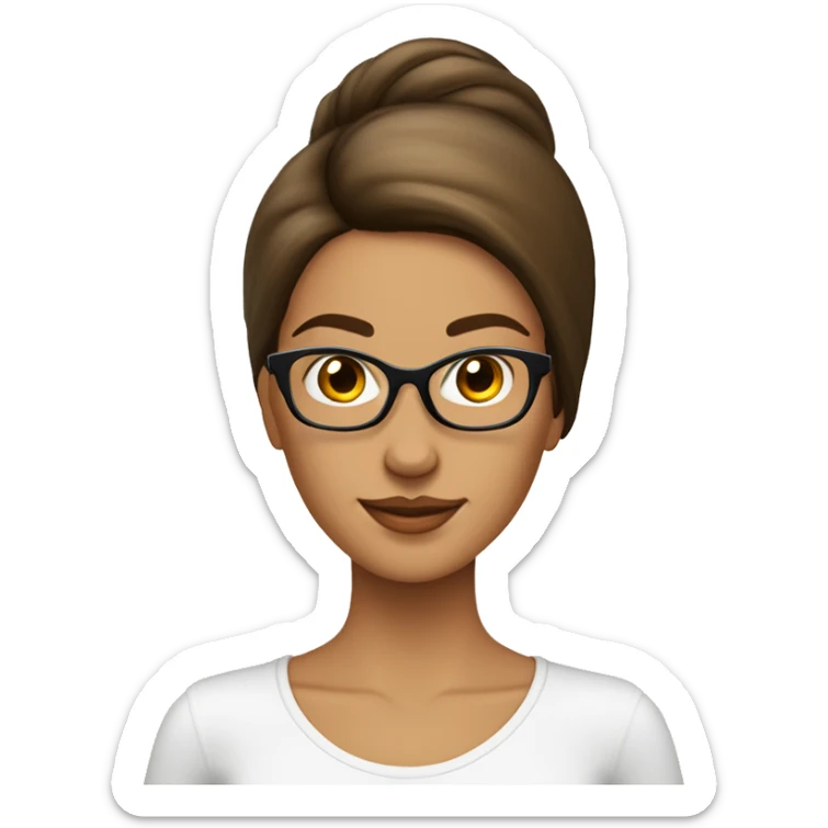Femme  cheveux lisse long brun lunette qui est en train de lire sticker
