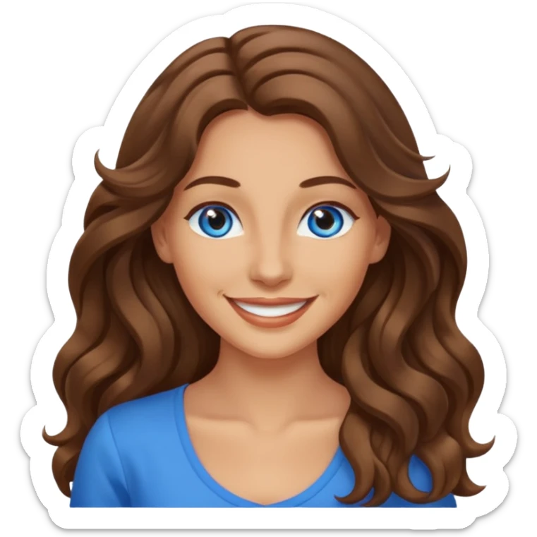 Extra Long wavy hair, brown hair, blue eyes Caucasian not young sexy sticker