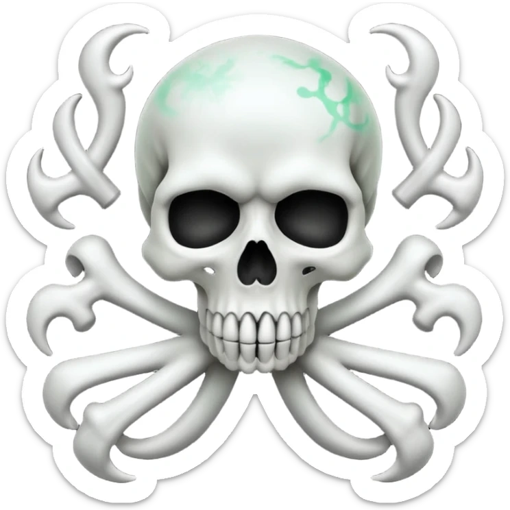 a poisonous cloud of gas, dark swamp color, with an image of a skull and two crossed bones behind the skull sticker