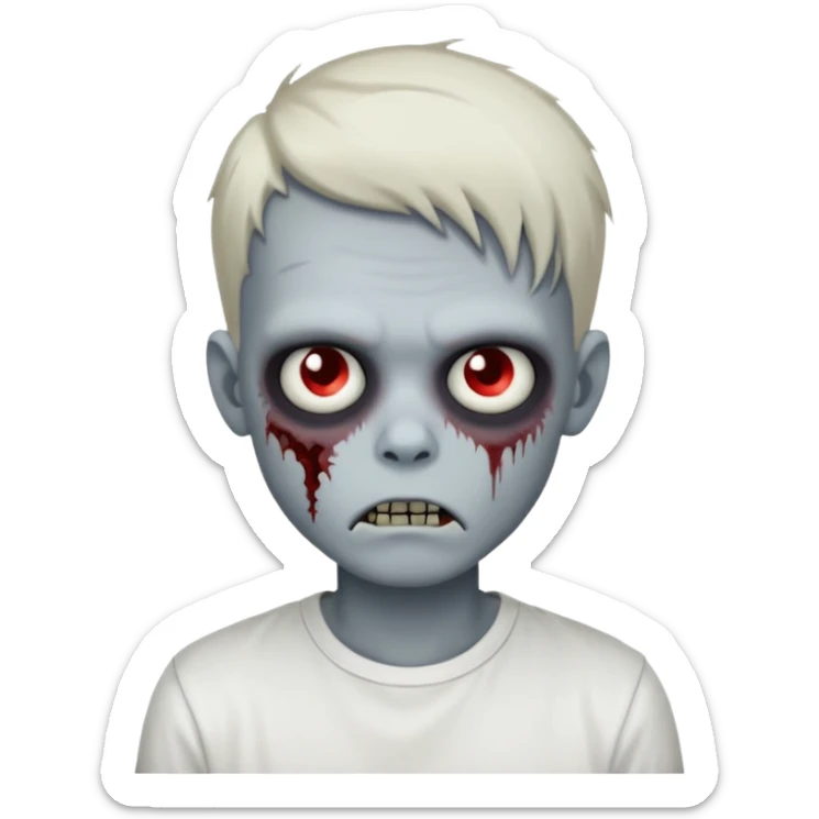 zombie boy with emo hair and white shirt sticker