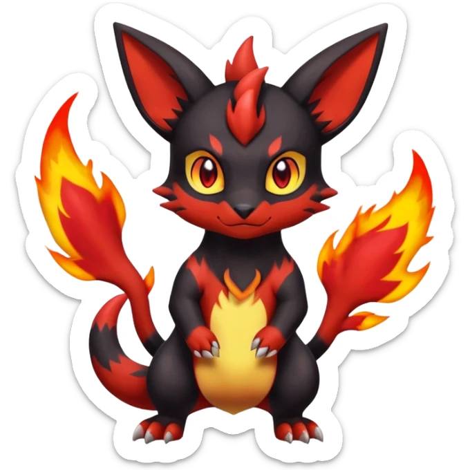 Cute Shiny Guilmon-Quilava-Litten-Umbreon-Fakémon-hybrid-creature (full body)  sticker