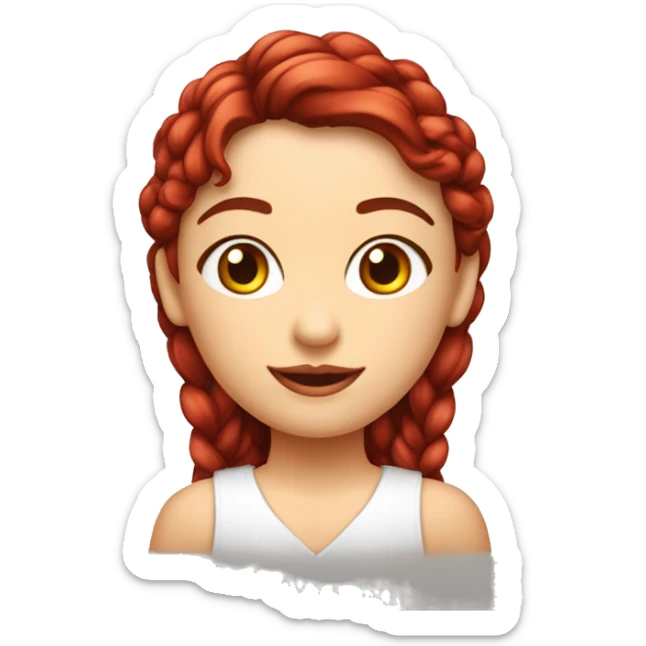 Menina ruiva, olhos castanhos com avental vermelho e um geladinho na mão sticker