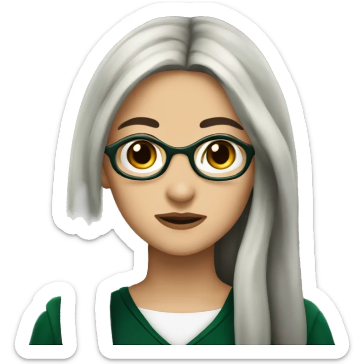 slytherin-student-girl-long dark hair-dark brown eyes sticker