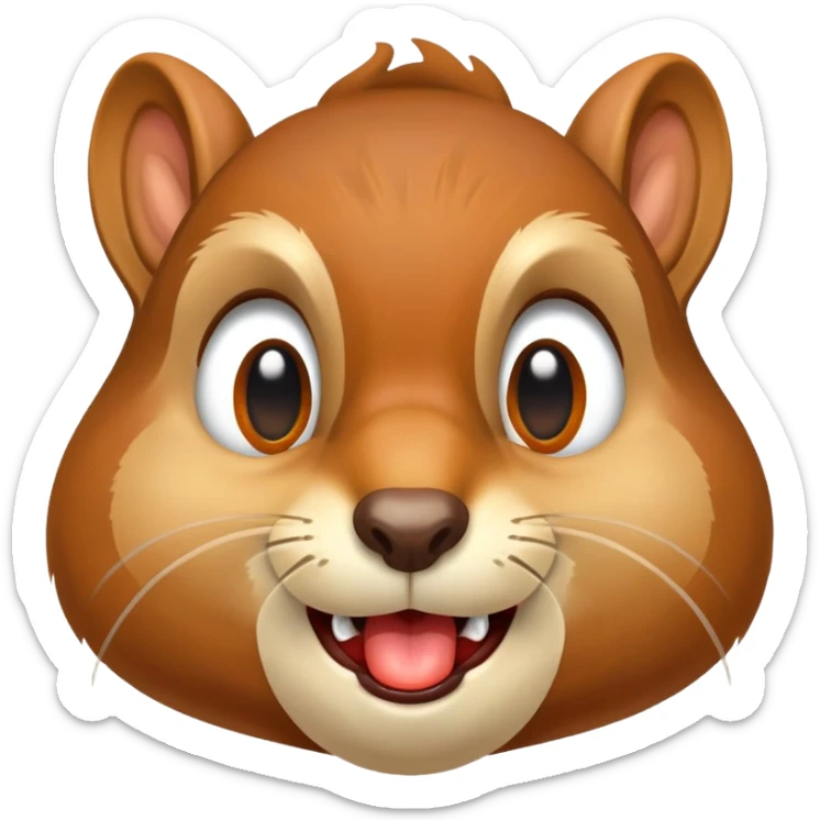 Close-up of squirrel face with exaggerated drool dripping from mouth, very hungry expression, saliva clearly visible sticker