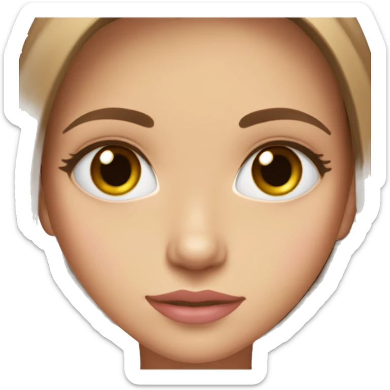 girl fair skin, light brown straight hair, brown sweater, brown eyes, pink lips, long eyelashes sticker