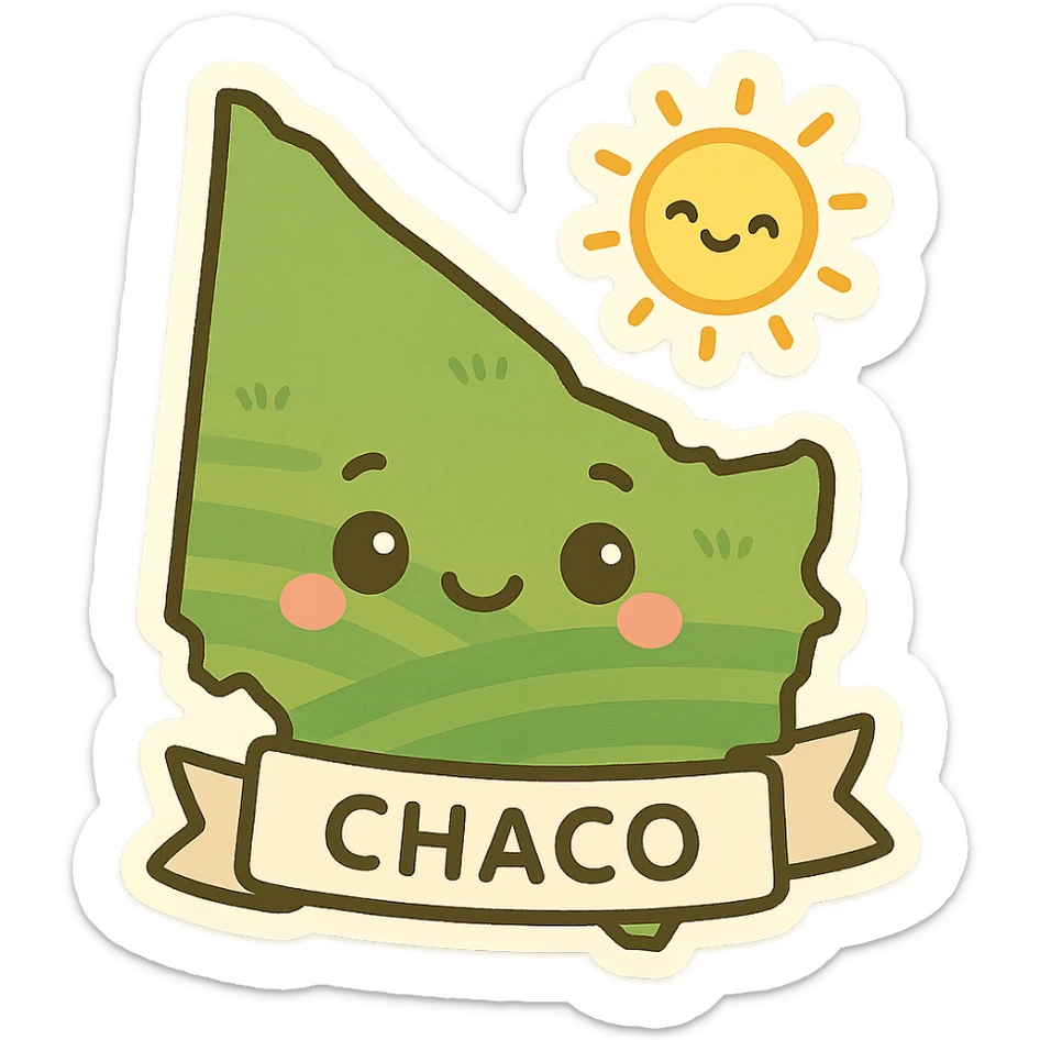 Chaco province of Argentina emoji, featuring its map outline, green plains, and a sun, simple colorful style sticker