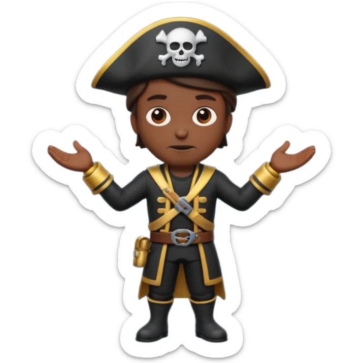 animated emoji for a player called prophet of doom I Dont Know shruging emote needs to be white male space pirate themed and dark sticker