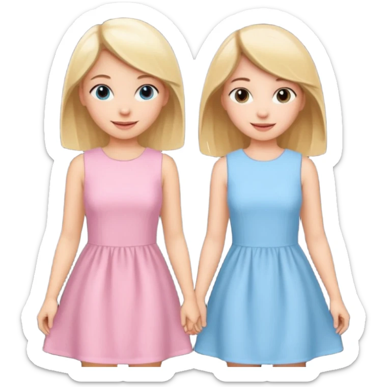 happy pride and prejudice blonde girl in light blue dress and brunette girl in light pink dress sticker