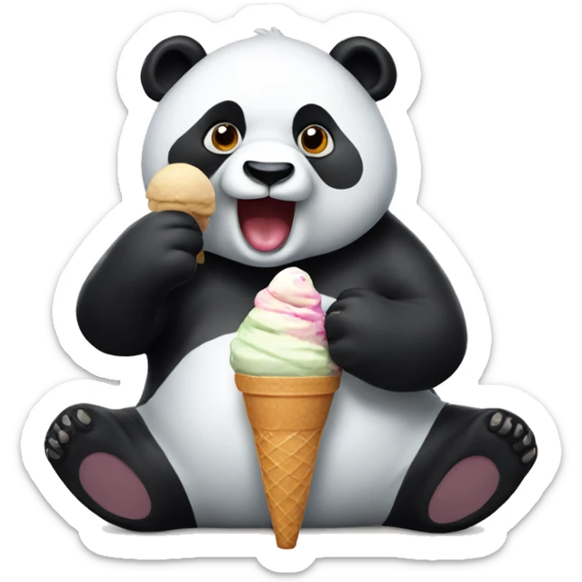 Panda eating ice cream sticker