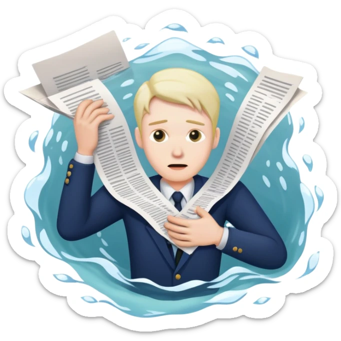 un homme avec qui est noyer sous les papiers sticker