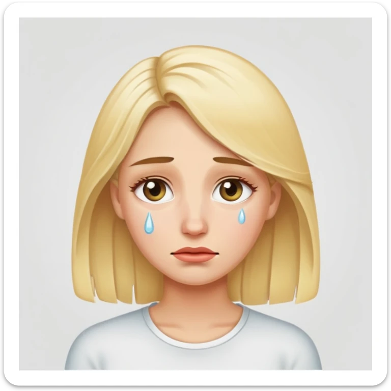 blond woman with eyes full of tears sticker